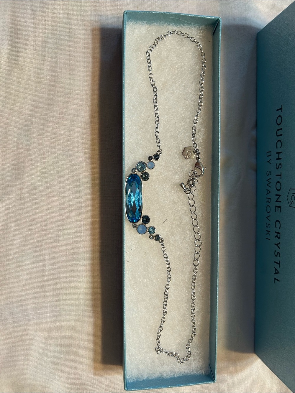 Touchstone Crystal Silver Necklace with Blue Crystals - Picture 7 of 8